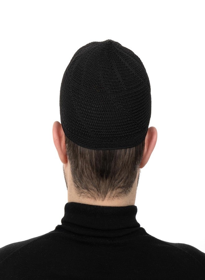 Modefa Islamic Premium Turkish Dervish Kufi Hats for Men Lightweight Breathable Muslim Cap One Size Fit (US, Alpha, One Size, Sleek Black) - Image 2